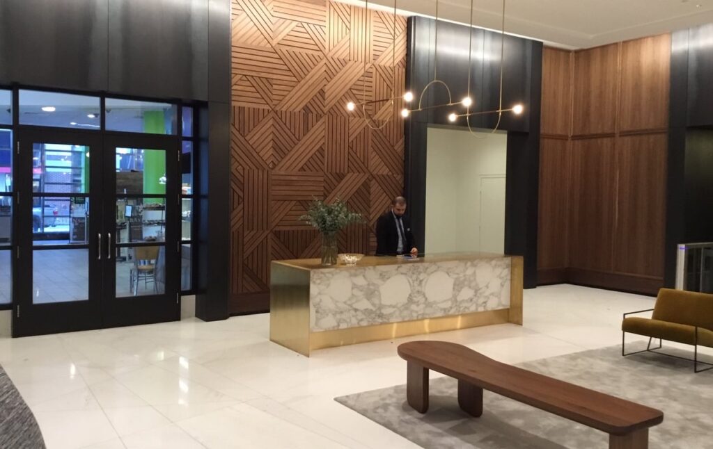 Image of business lobby desk